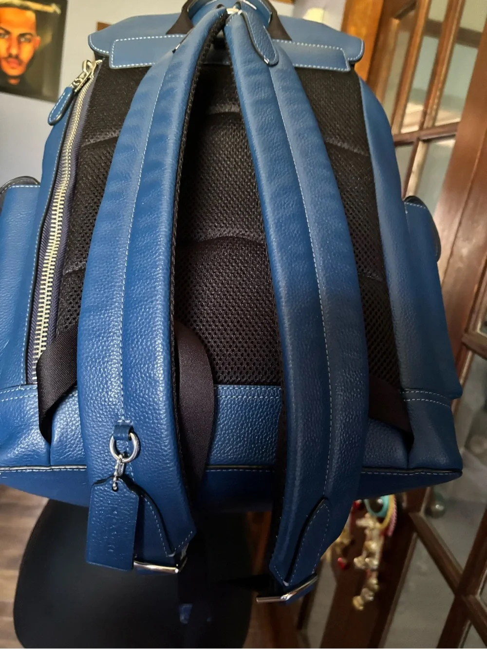 Coach Blue Pebbled Leather Men's Backpack